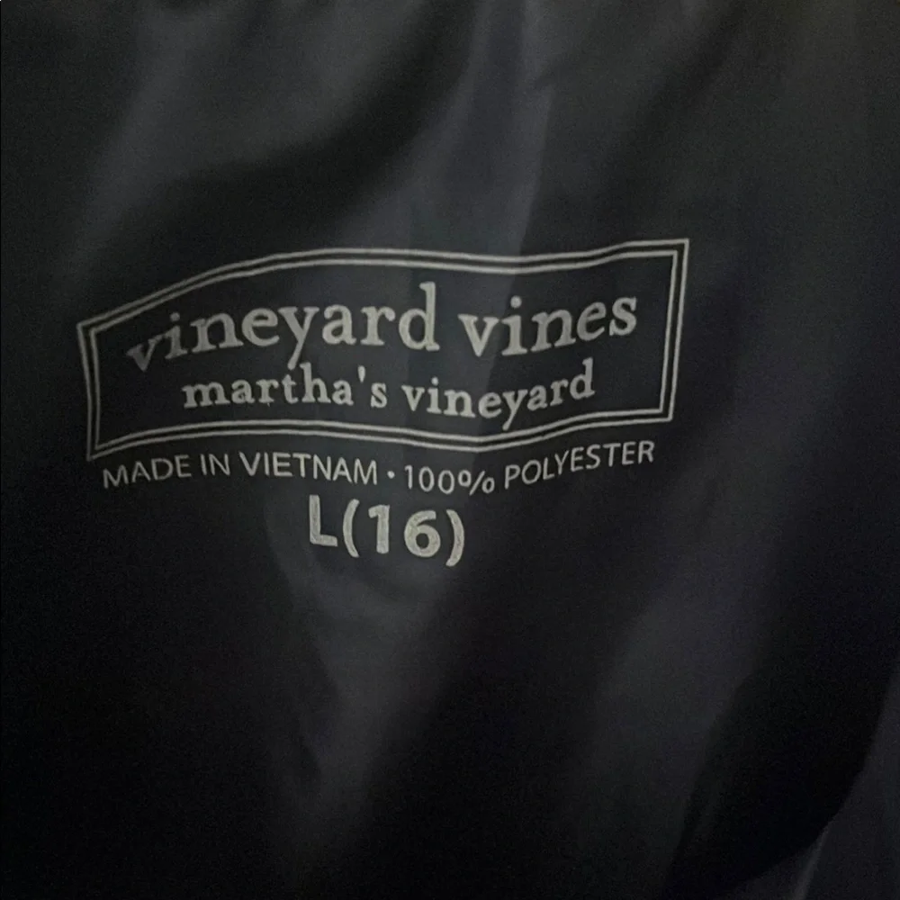 Vineyard Vines Navy Sz 16 Youth quilted puffer vest Blue & pink
